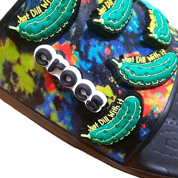 Crocs Patriots 'Just Dill With It' Pickle Graphics hotsauce sliders 11M - Picture 6 of 9